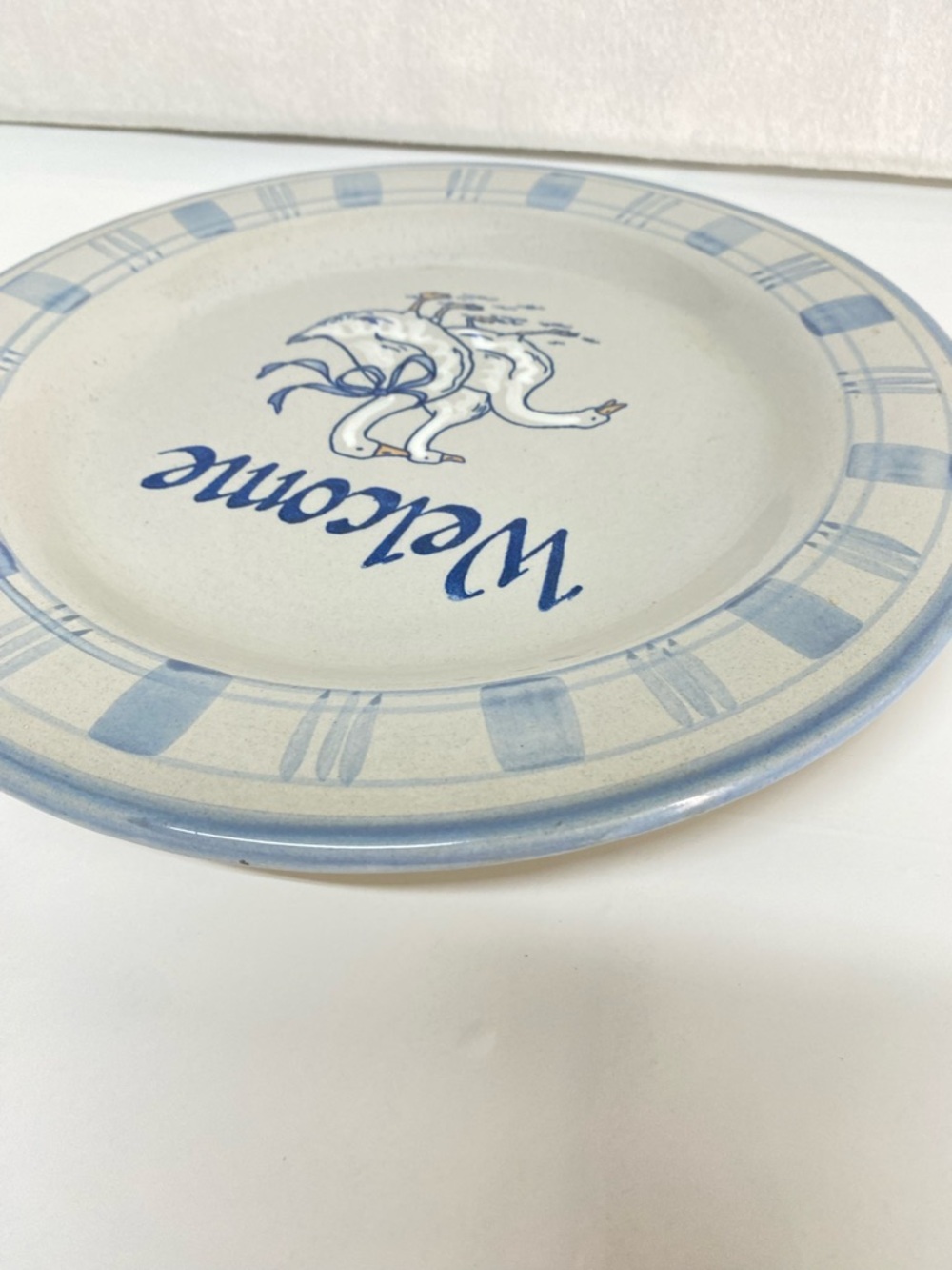 Vintage Louisville Stoneware Gaggle of Geese Welcome Dinner Plate Hand Painted - Picture 8 of 10